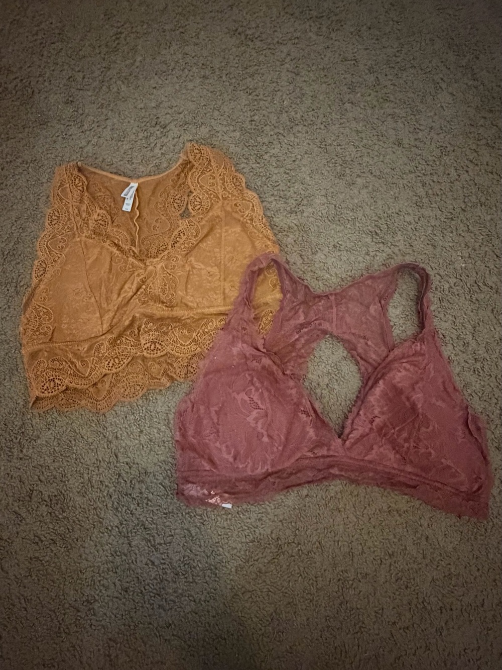 Auden Lace Bralette Duo in Rusty Orange and Mauve